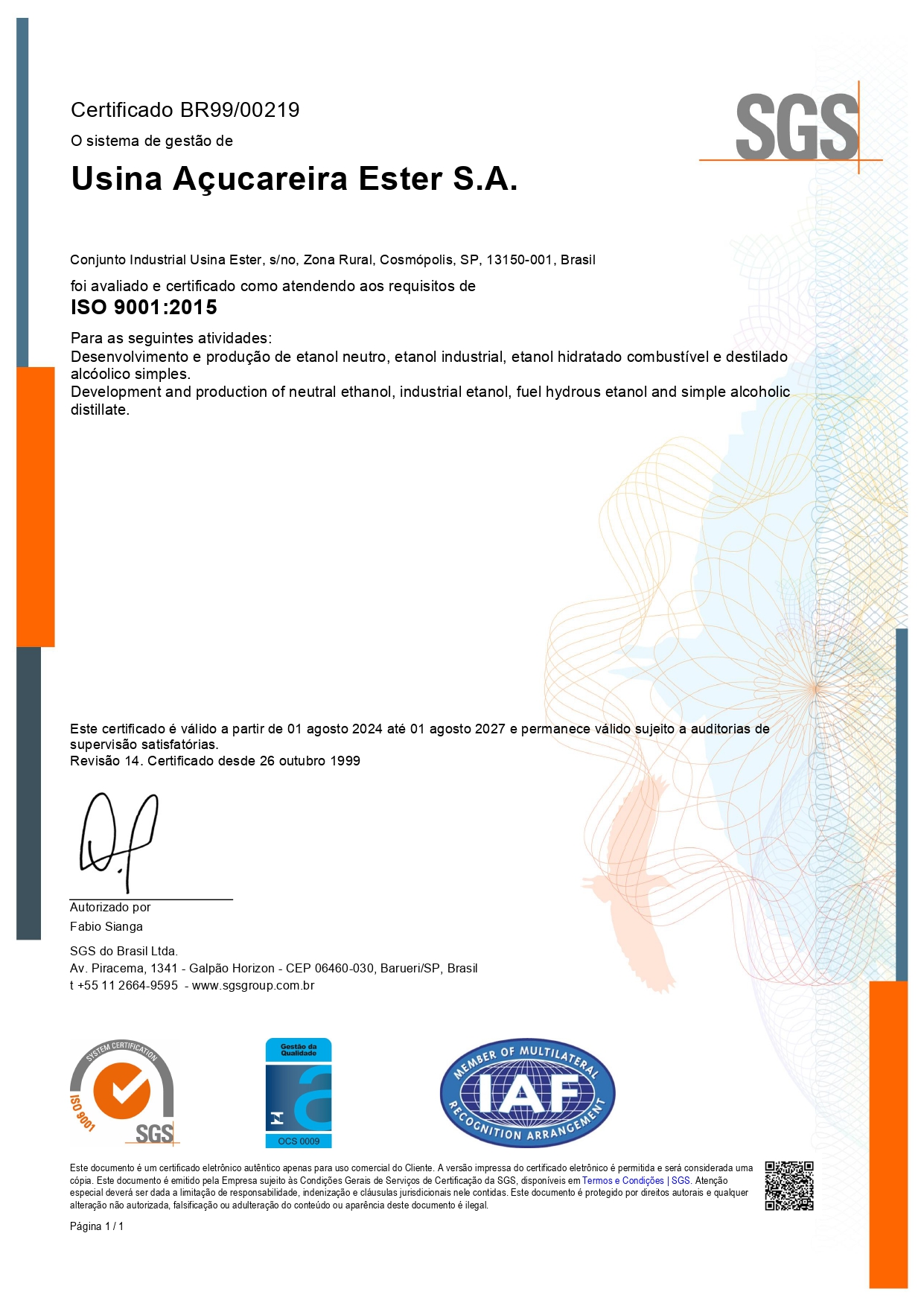 Certificado ISO 9001